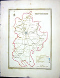 Old Print Walker Creighton Map C1850 Bedfordshire England Bedford Potton 19th