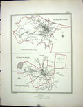 Old Print Walker Creighton Map C1850 Plan Cheltenham Cirencester England 19th