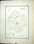 Old Print Walker Creighton Map C1850 Hereford England Leominster Ledbury 19th