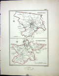 Antique Old Print Walker Creighton Map C1850 Plan Hereford Leominster England
