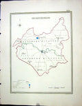 Antique Old Print Walker Creighton Map C1850 Leicestershire England Leicester