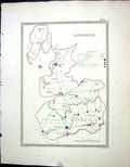 Old Print Walker Creighton Map C1850 Lancashire England Preston Blackburn 19th