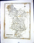 Old Walker Creighton Map C1850 Derbyshire England Bakewell Chesterfie Victorian