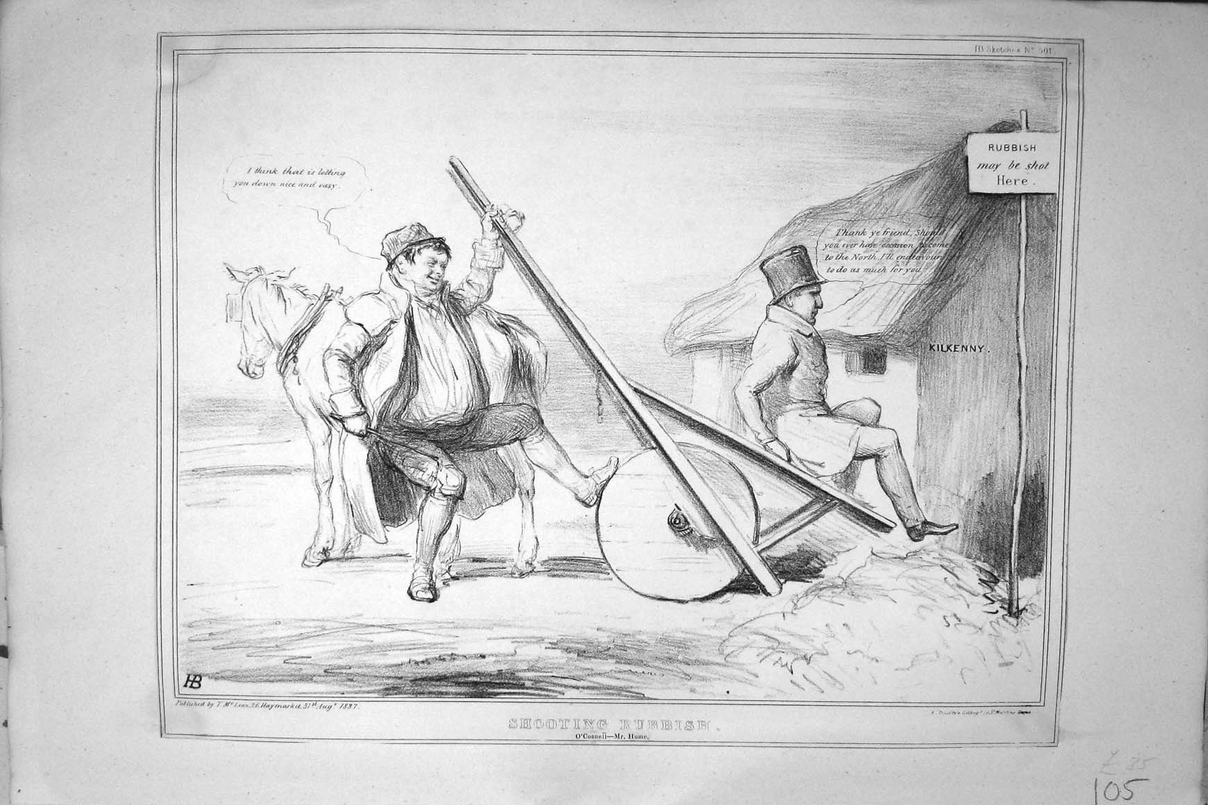Old Mclean John Doyle Hb Sketch 1837 Shooting Rubbish O'Connell Mr Hu Victorian
