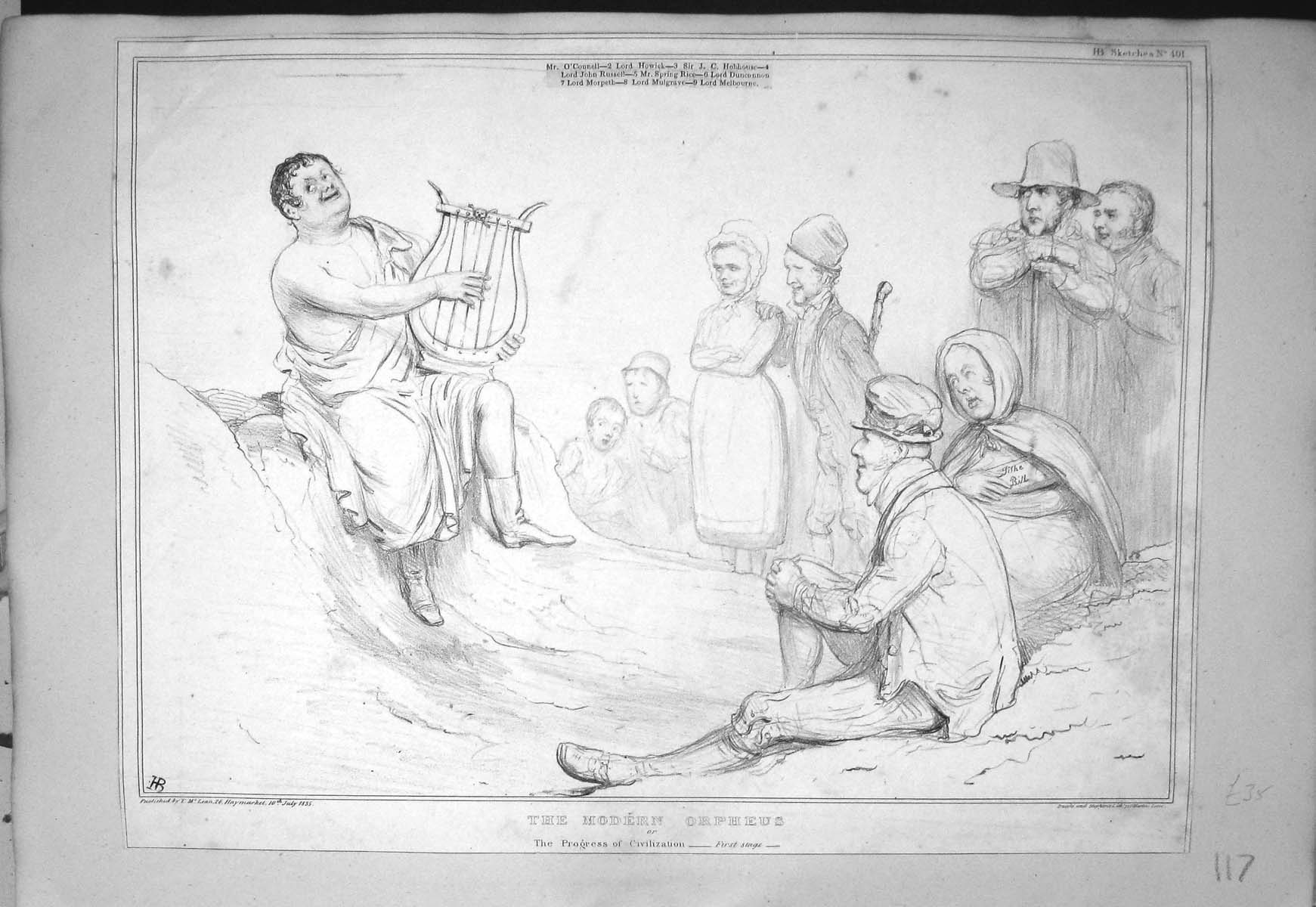 Old Mclean John Doyle Hb Sketch 1835 Modern Orpheus Progress Civiliza 19th