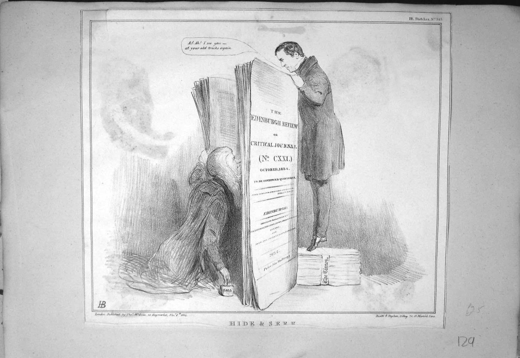 Old Print Mclean John Doyle Hb Sketch 1834 Hide Seek Men Edinburgh Review 19th