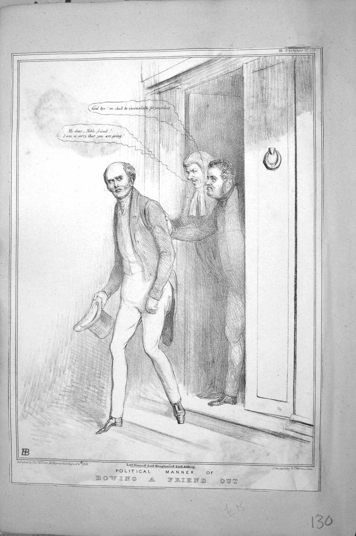 Old Mclean John Doyle Hb Sketch 1834 Bowing Friend Politics Grey Brou 19th