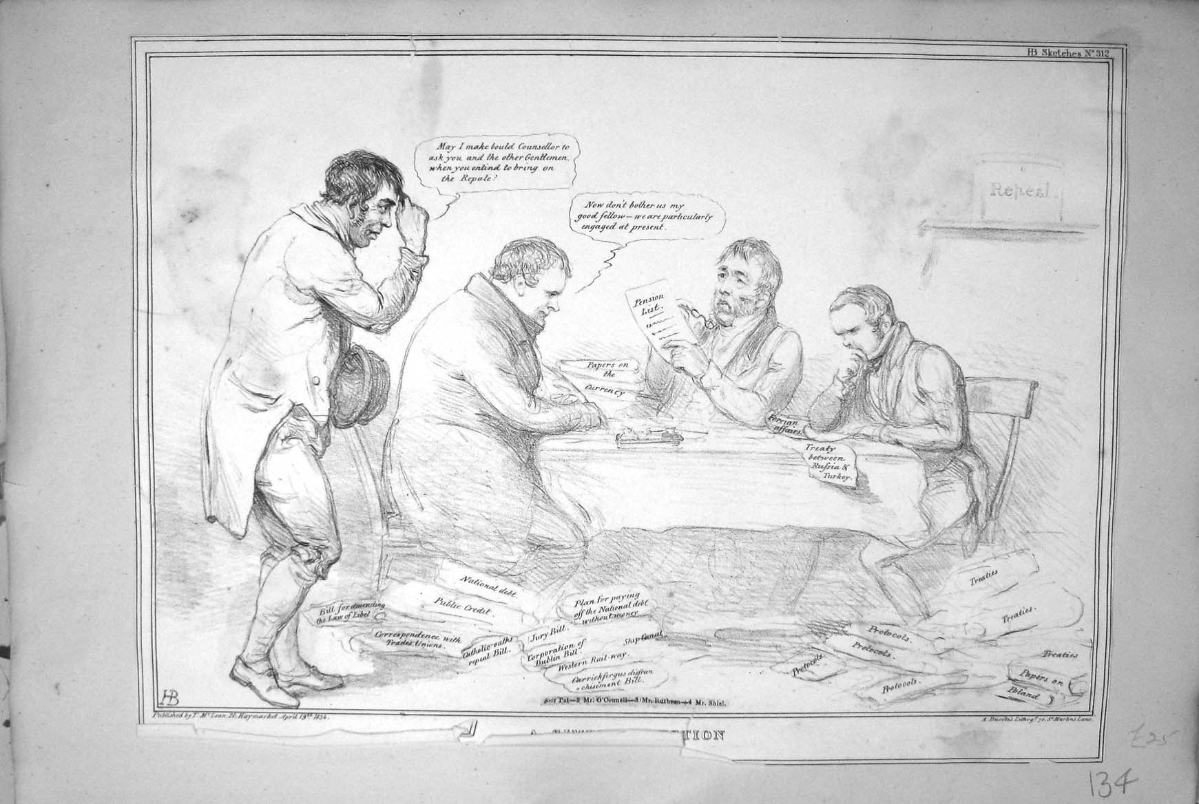 Old Mclean John Doyle Hb Sketch 1834 Simple Question Pat O'Connell Ru 19th