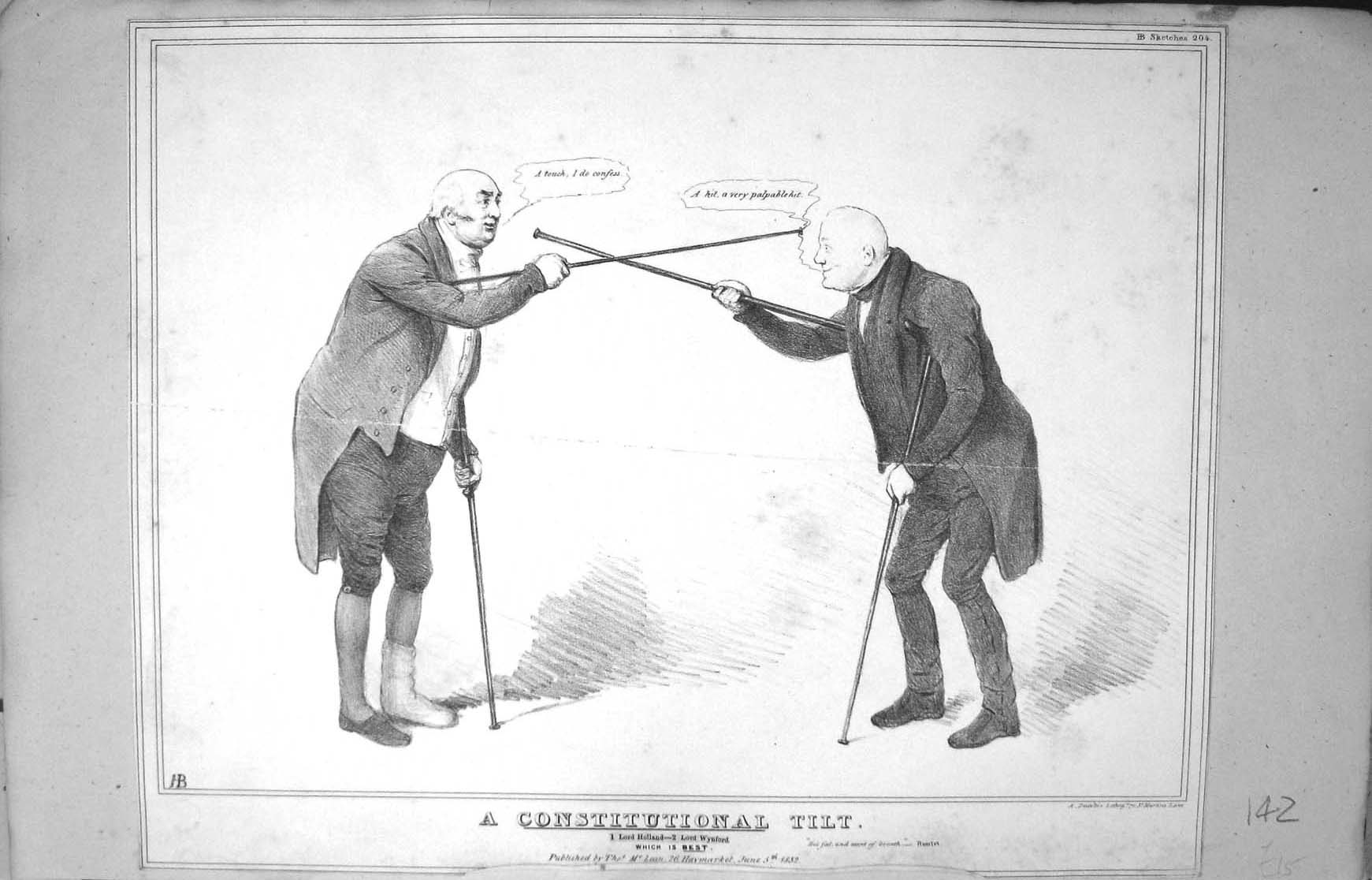 Old Mclean John Doyle Hb Sketch 1832 Constitutional Tilt Lord Holland 19th