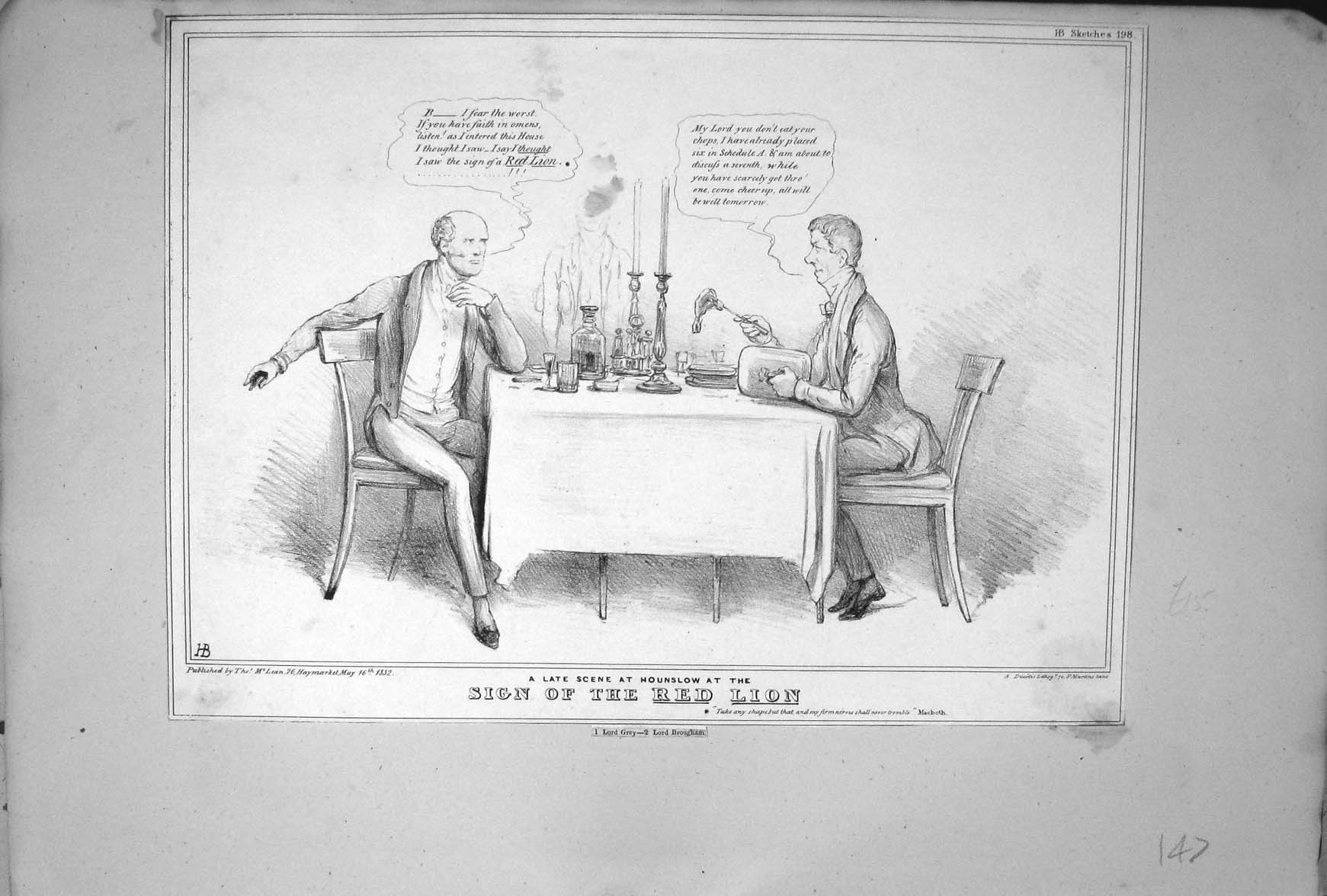 Old Mclean John Doyle Hb Sketch 1832 Hounslow Red Lion Lord Grey Brou 19th