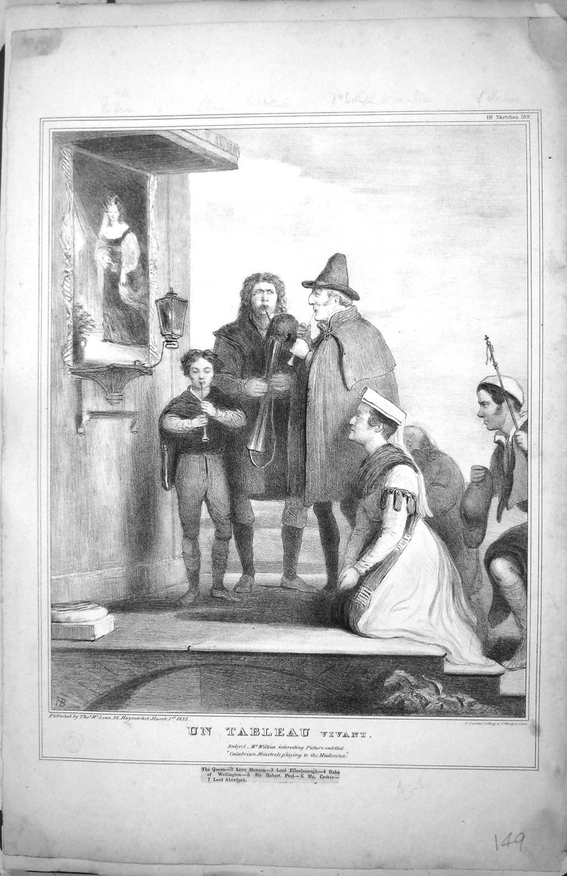Old Mclean John Doyle Hb Sketch 1832 Tableau Vivant Monson Ellenborou 19th