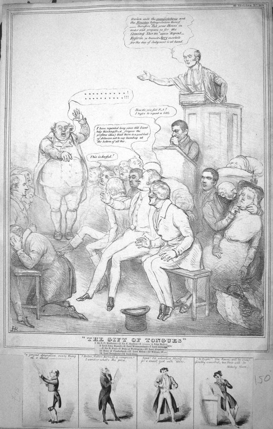 Old Mclean John Doyle Hb Sketch 1831 Hobhouse Burdett Bull Russell Al 19th