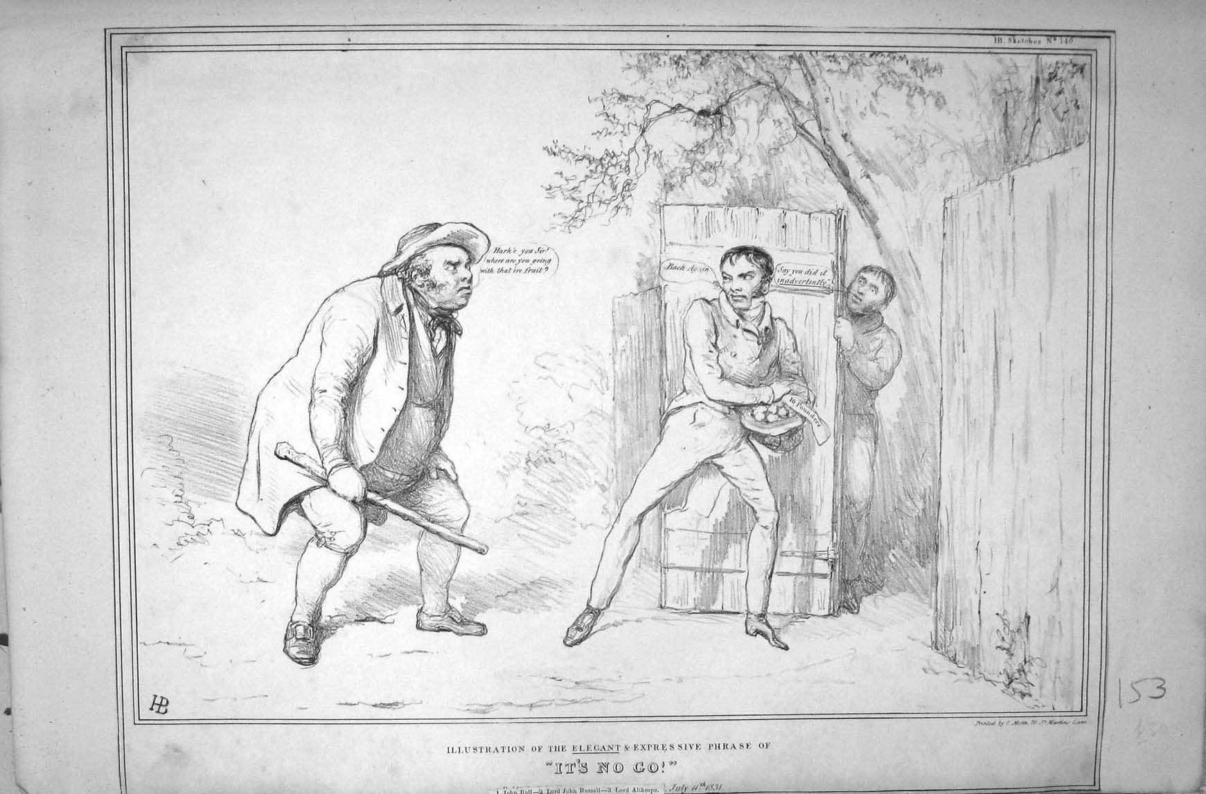 Old Mclean John Doyle Hb Sketch 1834 It'S No Go John Bull Russell Lor 19th