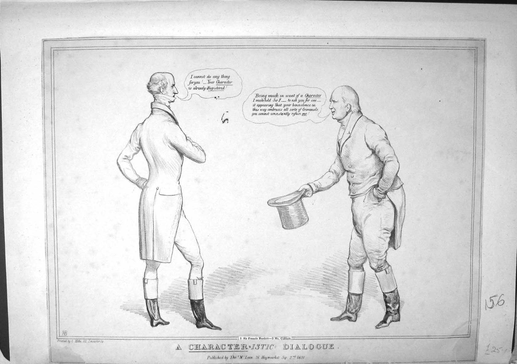 Old Mclean John Doyle Hb Sketch 1830 Burdett Cobbett Character-Istic 19th
