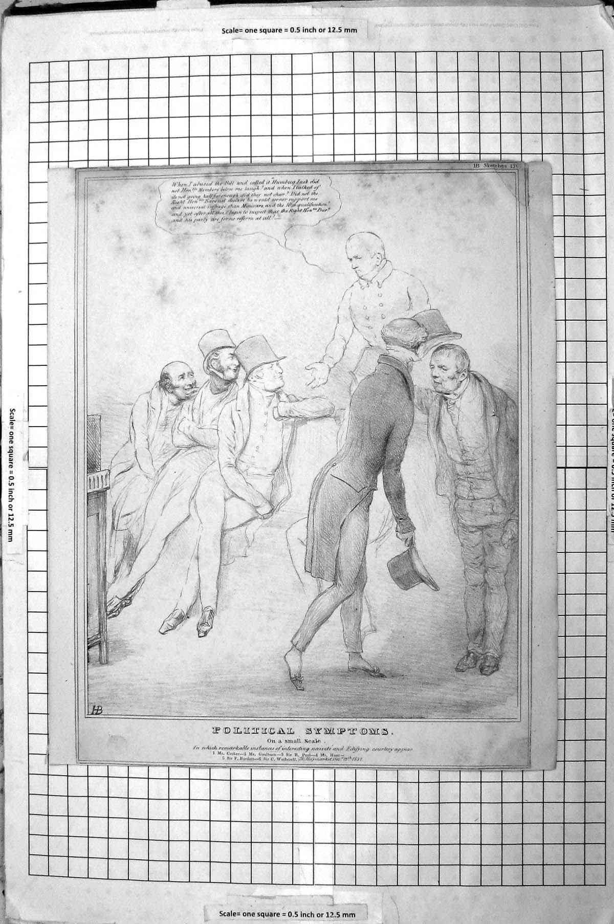 Old Political Mclean John Doyle Hb Sketch 1831 Croker Goulburn Peel H 19th