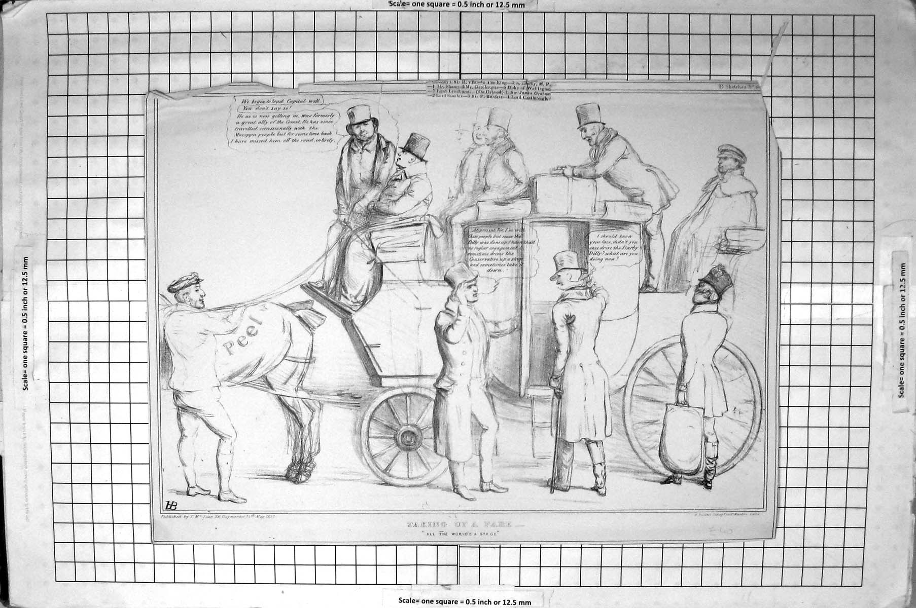 Old Mclean John Doyle Hb Sketch 1837 Taking Fare Peel Shaw Goulbourne Victorian