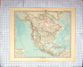 Old Print Map C1870 North America Florida Mexico California Cuba Jamaica 19th