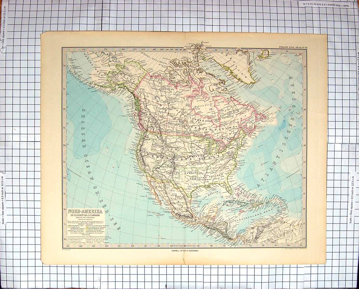 Old Print Map C1870 North America Florida Mexico California Cuba Jamaica 19th