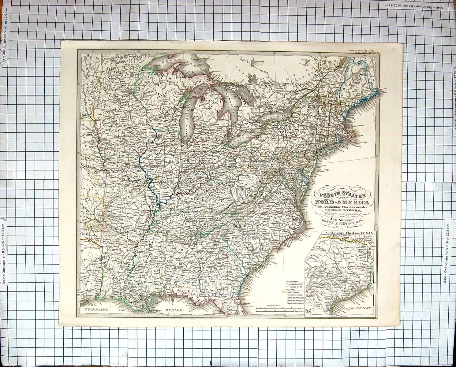 Old Antique Print Map C1870 North America Texas Arkansas Kentucky Florida 19th