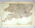 Antique Old Print Map C1870 England Wales Isle Wight London Dover Land'S End
