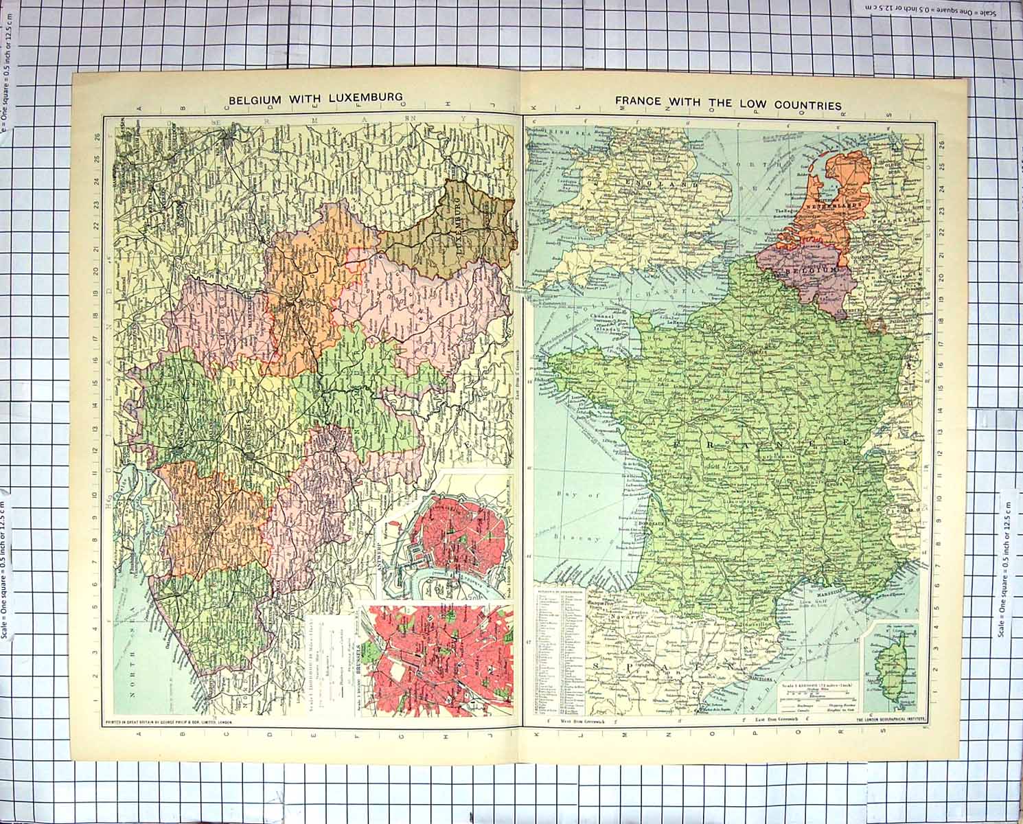 Antique Old Print Map C1870 Belgium Luxemburg France Plan Brussels Antwerp 19th