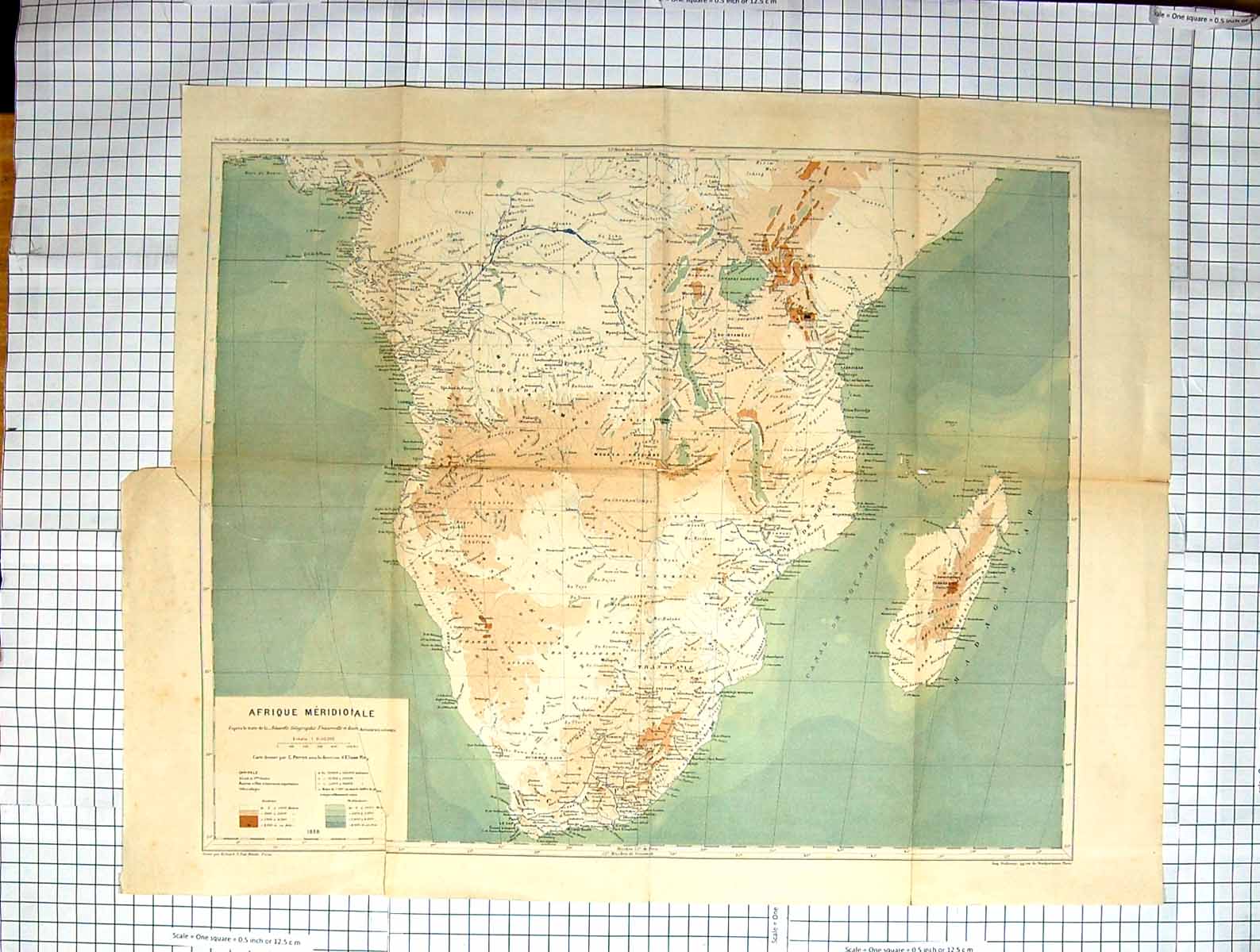 Antique Old Print Map C1870 South America Madagascar Port Elizabeth Cape Town