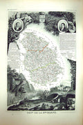Old Print French Map C1845 De La Marne France Chaumont Dizier Champlitte 19th