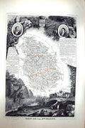 Old French Map C1845 De La Marne Chaumont Neufcahteau Montier France Victorian