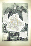 Old Antique Print French Map C1845 Des Ardennes France Meziere Aroennes 19th