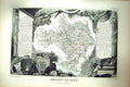 Antique Old Print French Map C1845 Du Gard France Nimes Wignon Lozere Ambroix