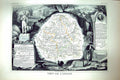 Old Print French Map C1845 De L'Indre France Chateauroux Le Blanc Chatre 19th