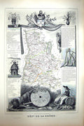 Antique Old Print French Map C1845 De La Drome France Montelimar Marcellin 19th