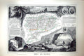 Antique Print French Map C1845 Du Doubs France Moncey Cuvier Baume Besancon
