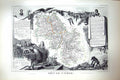 Antique Old Print French Map C1845 De L'Isere France Grenoble Perrier Bayard