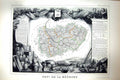 Antique Old Print French Map C1845 De La Meurthe Moselle Vosges Drouox Calot