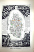 Antique Old Print French Map C1845 De La Meuse France Verdun Charny Clermont