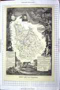Antique Old Print French Map C1845 De La Vienne Poitier Charente Loire France