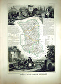 Antique Print French Map Levasseur C1845 Des Deux Sevres France Niort Melle