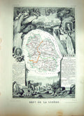 Antique Print French Map Levasseur C1845 De La Lozere France Mende Florace 19th