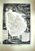 Antique Print French Map Levasseur C1845 De La Vienne France Poitiers Loire