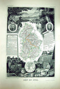 Old French Map Levasseur C1845 Du Jura Pichegru Malet Lons-Le-Saulnie Victorian