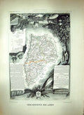 Old Print French Map Levasseur C1845 De L'Ardeche France Viviers Montpeza 19th