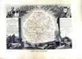 Old Print French Map Levasseur C1845 De L'Indre France Chateauroux Chatre 19th