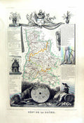 Old French Map Levasseur C1845 De Lad Drome France Valence Chatillon Victorian