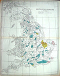 Antique Old Print Pearson Text Map England 1870 Roman Britain England Wales