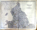 Old Johnston Map 1883 England Wales York Isle Man Lincoln Lancaster D Victorian