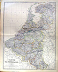 Old Belgium Netherlands Johnston Map 1883 Luxemburg Limbourg Holland Victorian