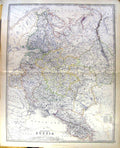 Old European Russia Johnston Map 1883 Finland Poland Georgia Astrakha Victorian