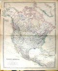 Old North America Johnston Map 1883 Bahama Jamaica Cuba Alaska United Victorian