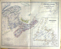 Old Dominion Canada Johnston Map 1883 New Brunkswick Novascotia Newfo Victorian